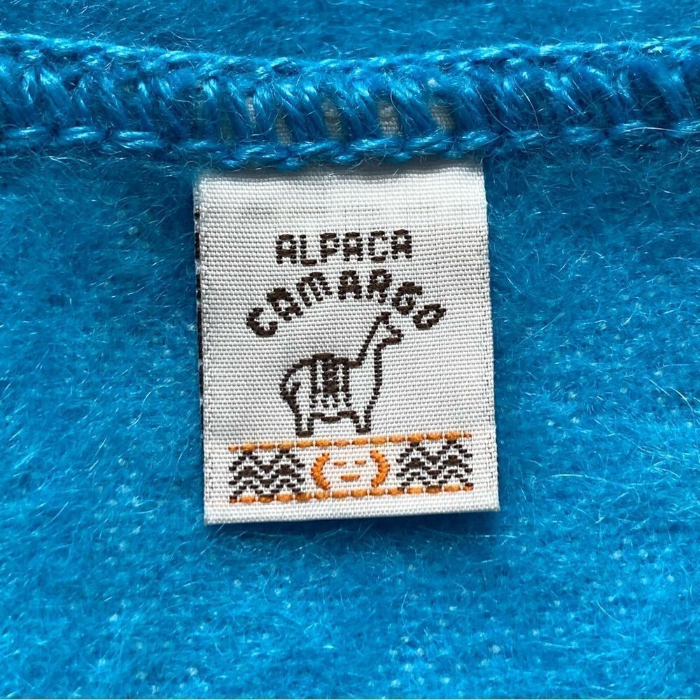 Alpaca Camargo Turquoise Blue Alpaca Blebd Scarf - Picture 3 of 8